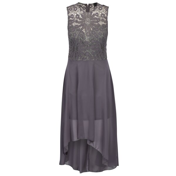 Rochie asimetrica gri cu dantela AX Paris