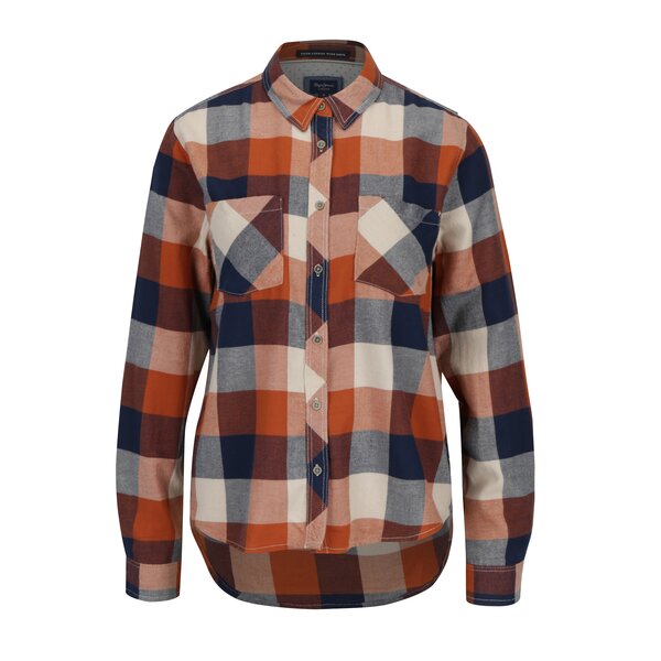 Camasa caramiziu & bleumarin din flanel pentru femei - Pepe Jeans Autumn