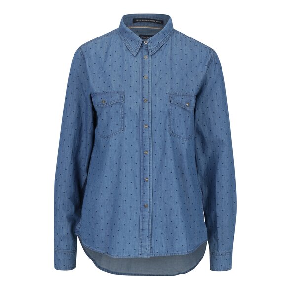 Camasa albastra din denim cu buline pentru femei - Pepe Jeans Monique