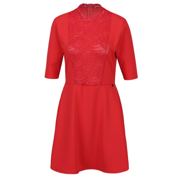 Rochie rosie cu insertie de dantela -Rich & Royal