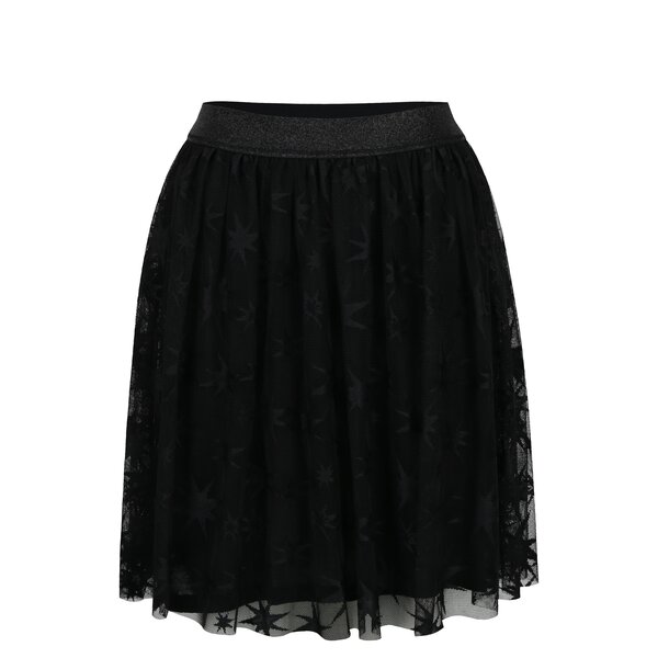 Fusta neagra din tul cu talie elastica si model cu stelute - Rich & Royal