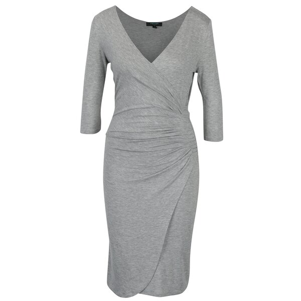 Rochie gri melanj cu decolteu suprapus Fever London Andrea