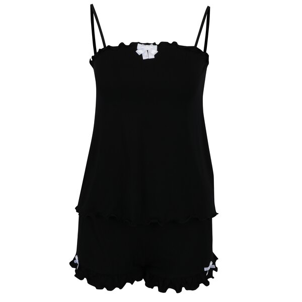 Pijama neagra cu top si pantaloni scurti Eldar Elian