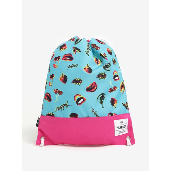 Rucsac turcoaz & roz cu print si logo - NUGGET Latte 2