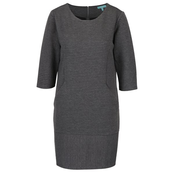 Rochie gri dreapta cu dungi in relief Fever London Freya