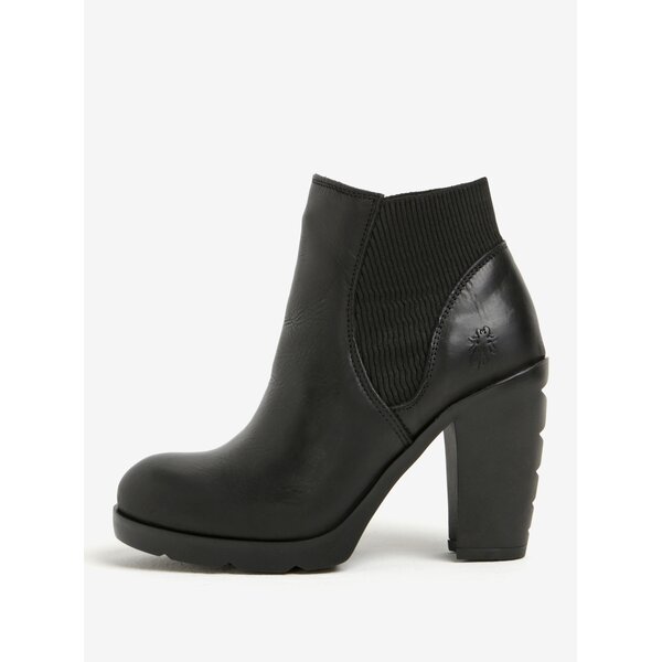 Botine chelsea negre din piele cu toc - Fly London
