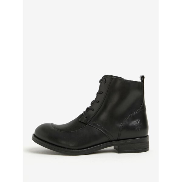 Ghete negre din piele cu model pentru femei - Fly London