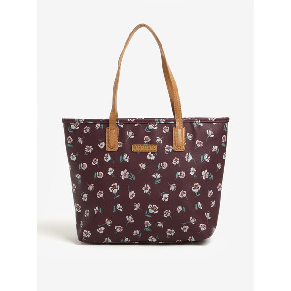 Geanta shopper bordo cu model floral Brakeburn