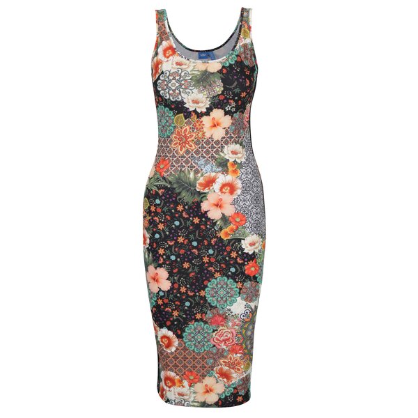 Rochie portocaliu cu negru cu print floral adidas Originals