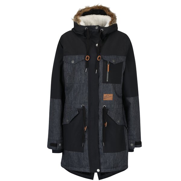 Geaca parka negru&albastru inchis rezistenta la apa si inghet pentru femei Horsefeathers Perrie