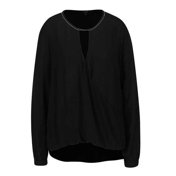 Bluza neagra translucida cu decolteu suprapus VERO MODA Misty