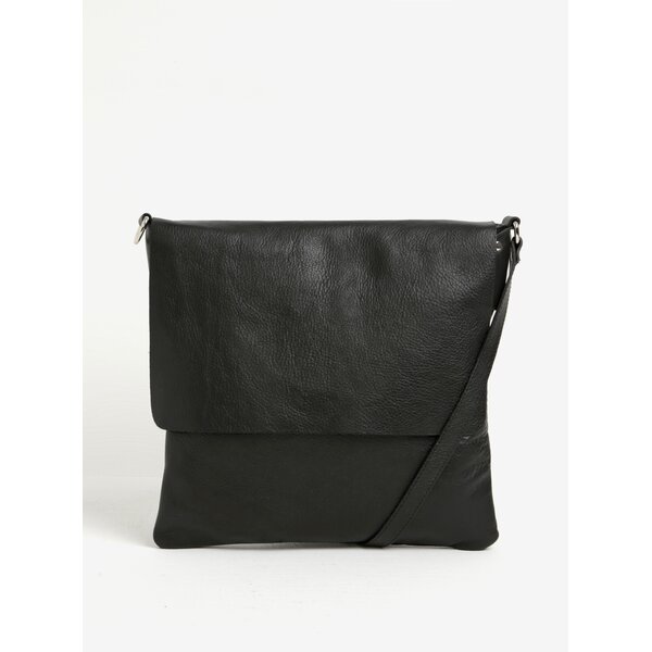 Geanta neagra crossbody din piele naturala cu clapa pentru femei- KARA