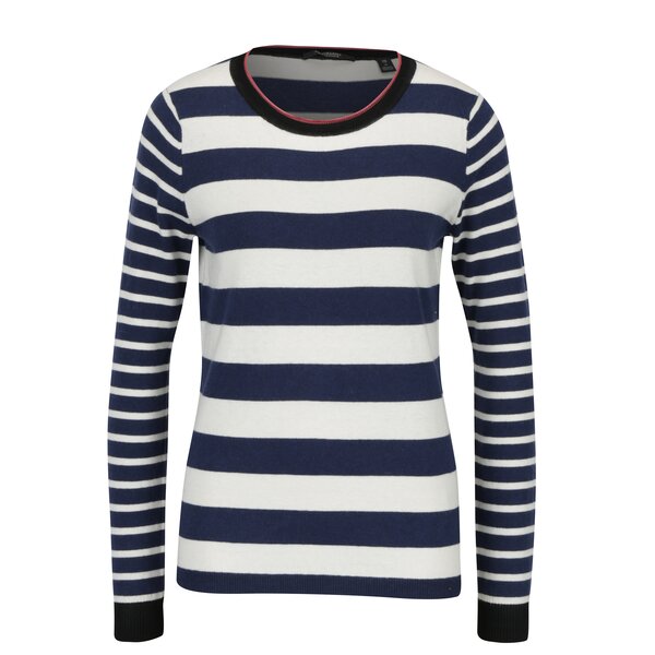 Pulover albastru inchis&crem in dungi din amestec de lana Scotch & Soda