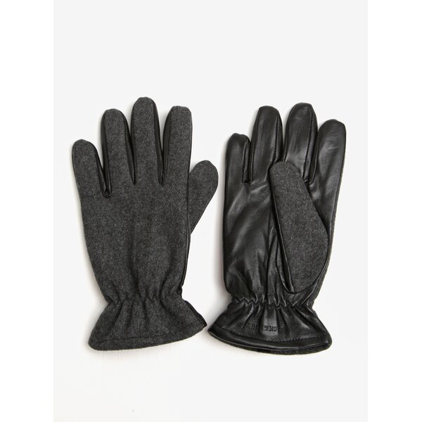 Manusi negru & gri din piele si lana Jack & Jones Ray