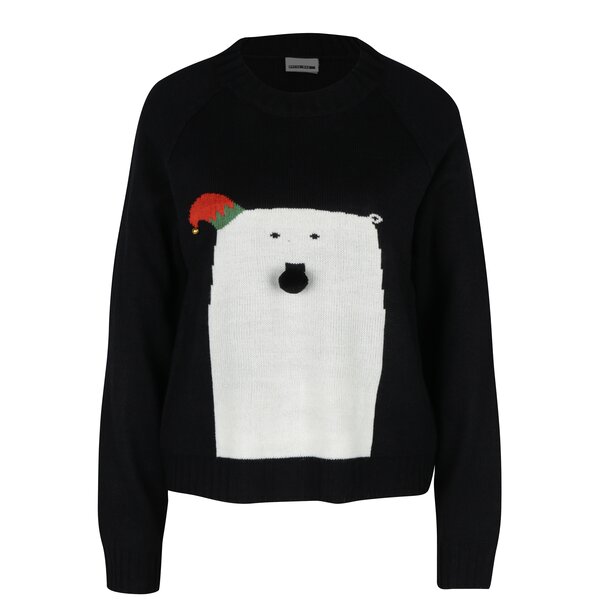 Pulover negru cu motiv urs - Noisy May Snow bear