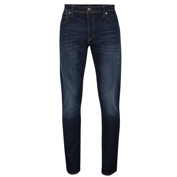 Blugi bleumarin slim fit cu aspect prespalat pentru barbati Jack & Jones Tim