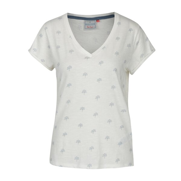 Tricou crem cu print copaci si decolteu anchior Brakeburn