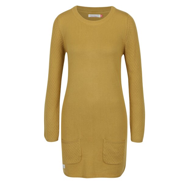 Rochie pulover galben mustar cu buzunare Brakeburn