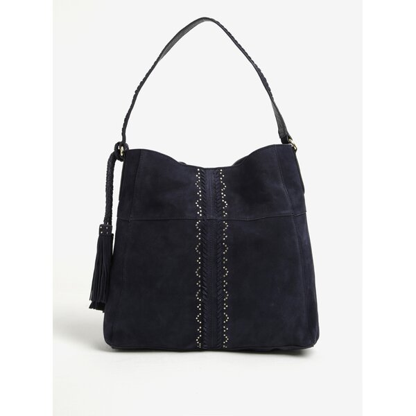 Geanta bleumarin din piele intoarsa - Pieces Japille