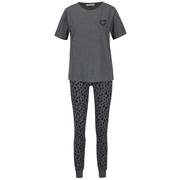 Pijama cu tricou si pantaloni lungi cu print inima - Pieces Cailin