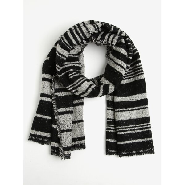 Fular cu model in dungi negru & crem - Pieces Jessica