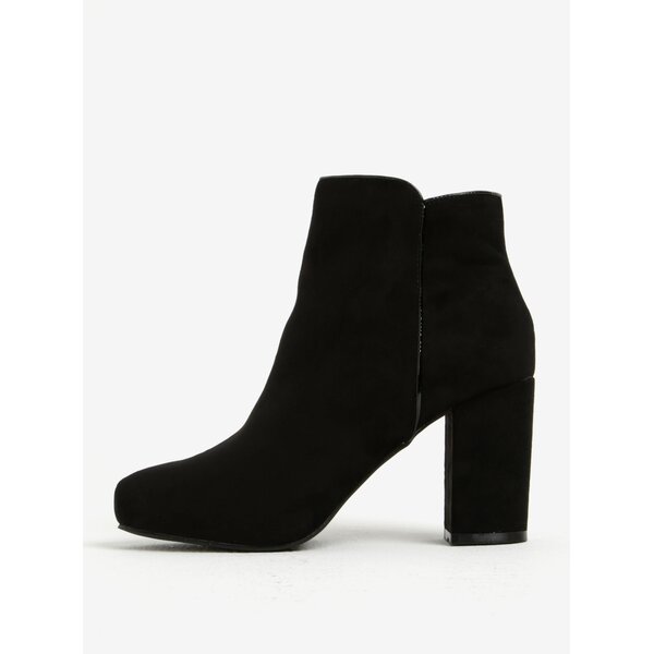 Botine negre cu toc si aspect de piele intoarsa - Dorothy Perkins