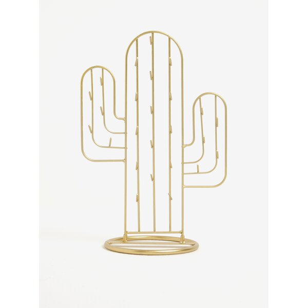 Suport auriu din metal sub forma de cactus pentru bijuterii - Sass & Belle Gold Cactus