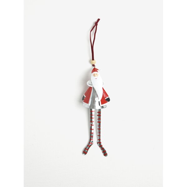 Decoratiune rosie din metal in forma de Mos Craciun - Santa Kaemingk