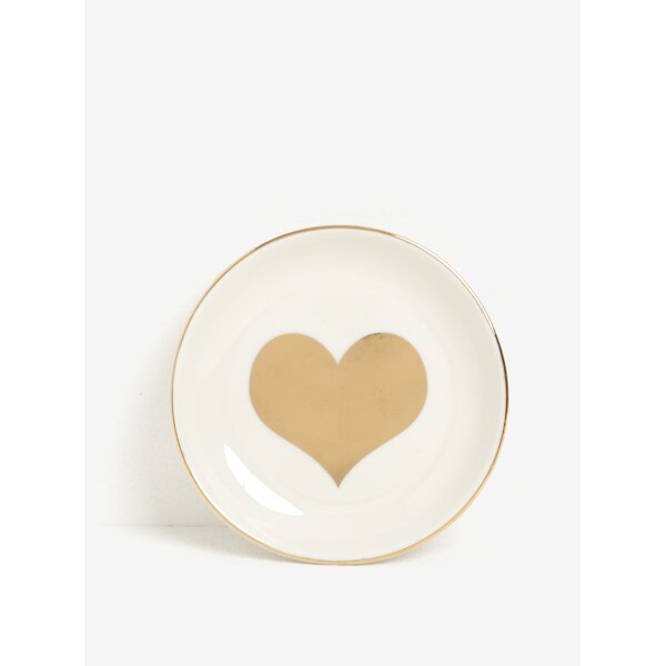 Suport din portelan pentru bijuterii cu inimioara aurie - Sass & Belle Gold Heart