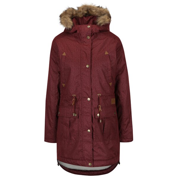 Geaca parka rosu bordo impermeabila de iarna cu gluga pentru femei - MEATFLY Rainy 2