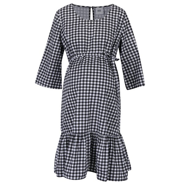 Rochie alb&negru in carouri cu maneci 3/4 pentru gravide - Mama.licious Gigi