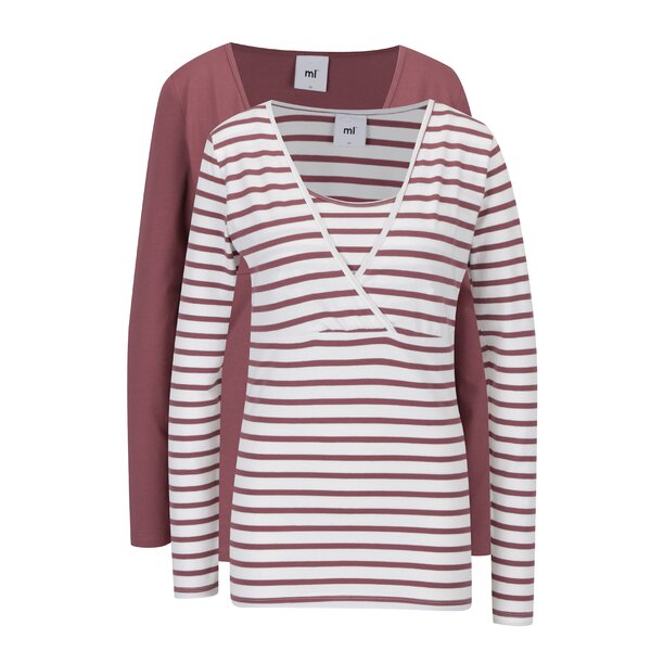 Set de 2 tricouri rosu caramiziu& crem pentru viitoare mamici - Mama.licious Lea