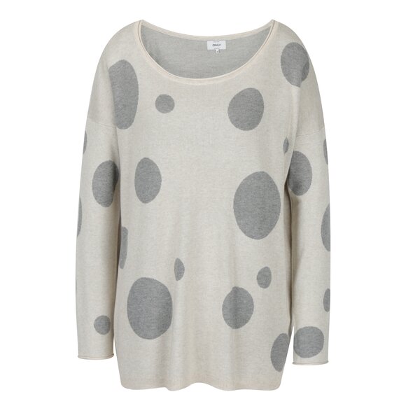 Pulover lung cu buline crem & gri - ONLY Valentine