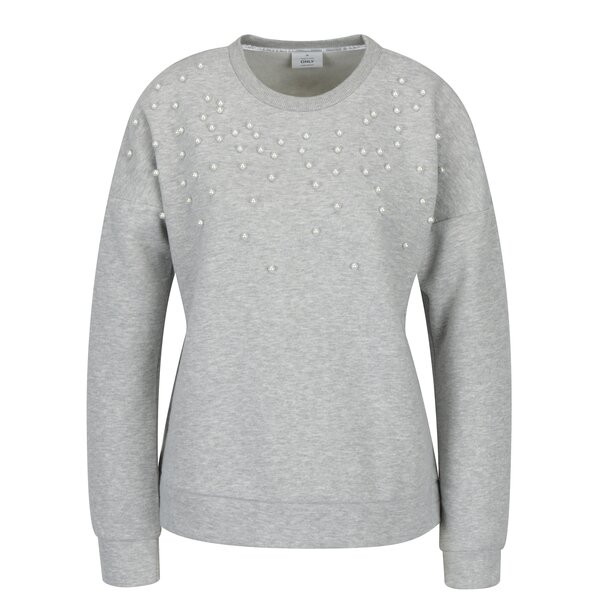 Bluza lejera gri cu perle aplicate - ONLY Damian