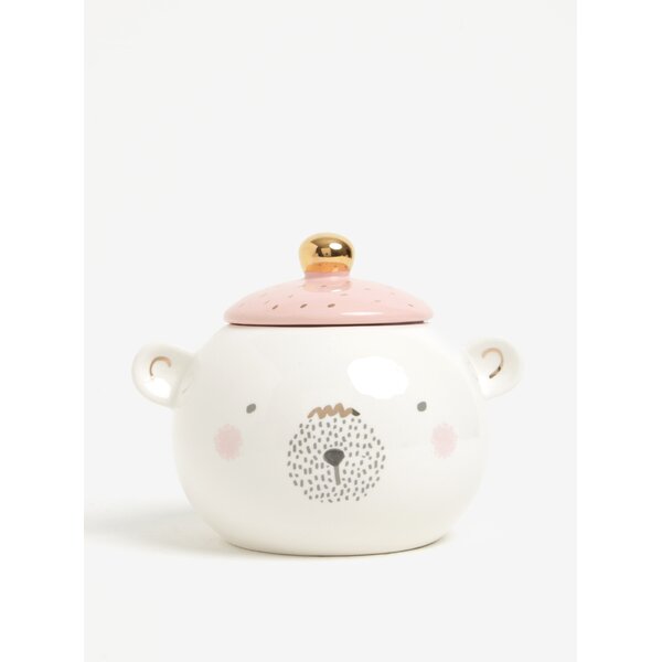 Recipient ceramic crem deschis & auriu pentru biscuiti - Disaster Over The Moon Beret