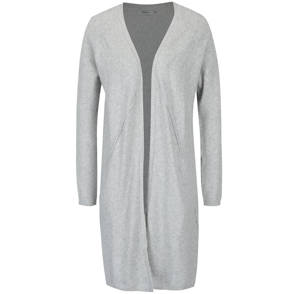 Cardigan lung cu buzunare gri deschis melanj - ONLY Celia