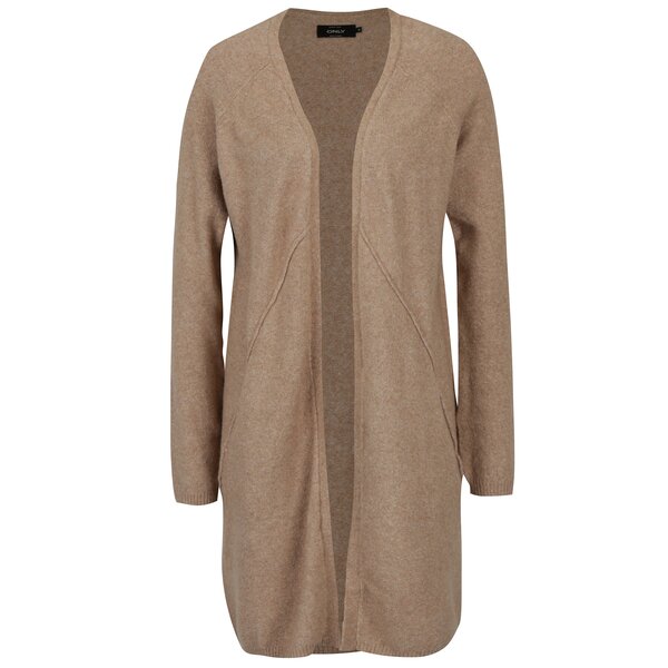 Cardigan lung maro cu buzunare - ONLY Celia