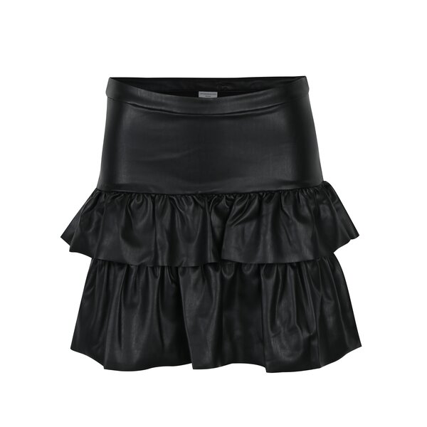Fusta scurta neagra cu volane si aspect de piele - Jacqueline de Yong Punk