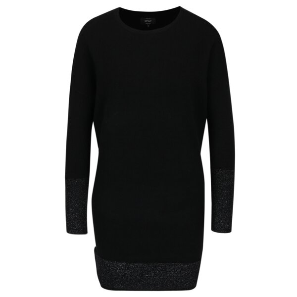 Rochie - pulover negru cu terminatii cu aspect stralucitor - ONLY Lily