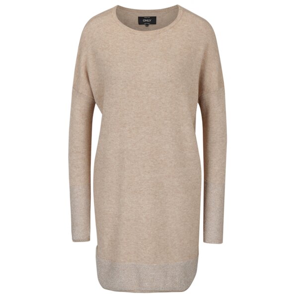 Rochie - pulover bej cu terminatii stralucitoare - ONLY Lily