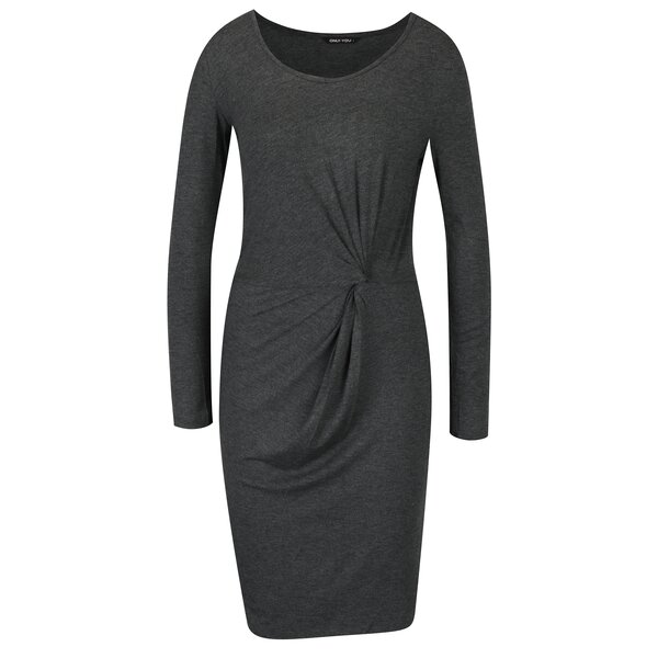 Rochie gri inchis melanj cu decolteu rotund - ONLY Rina