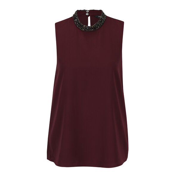 Top bordo vaporos cu guler cu aplicatii decorative - ONLY Lin