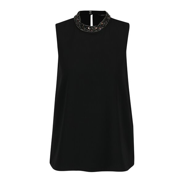 Top negru cu guler cu aplicatii decorative - ONLY Lin