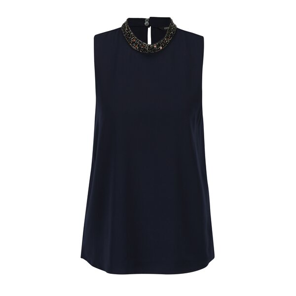 Top bleumarin cu guler cu aplicatii decorative - ONLY Lin