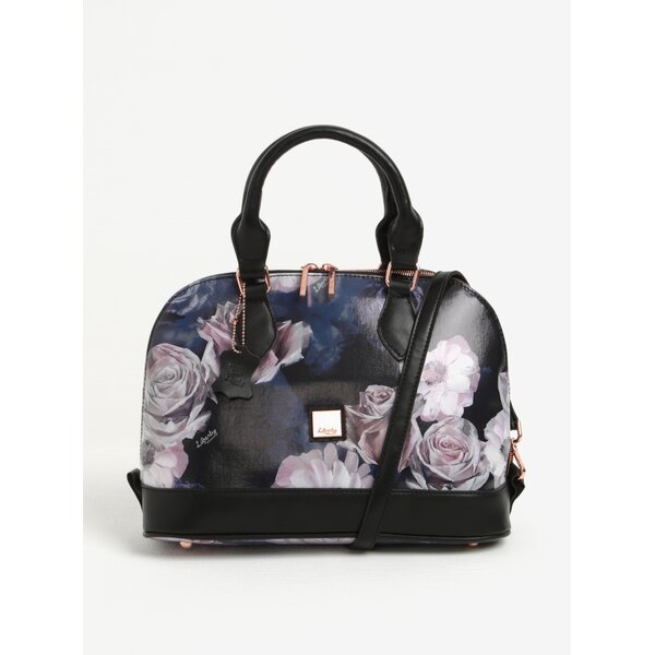 Geanta neagra cu print floral si manere Liberty by Gionni Fleur