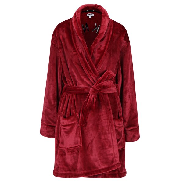 Halat de baie rosu bordo cu broderie pe spate - DKNY