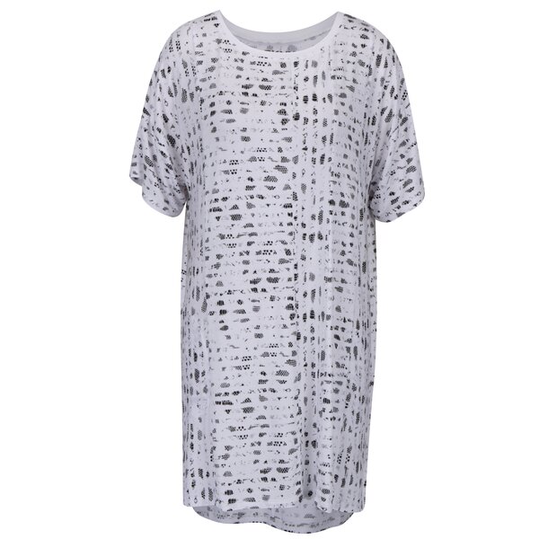 Camasa de noapte alba cu print si maneci scurte - DKNY