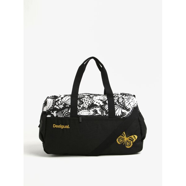 Geanta sport neagra cu print fluturi si bareta detasabila Desigual Sport