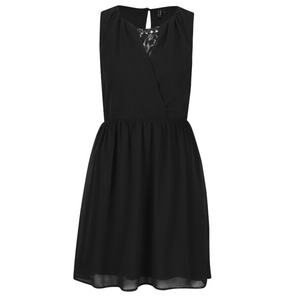 Rochie neagra din vola cu dantela la decolteu VERO MODA Irie