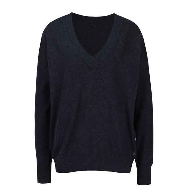 Pulover bleumarin cu decolteu en coeur VERO MODA Calexico
